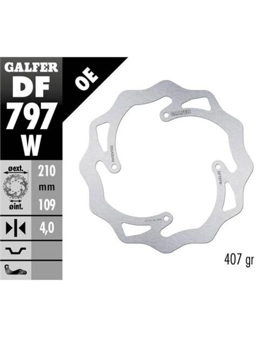 Заден спирачен диск Galfer WAVE FIXED 210x4mm DF797W