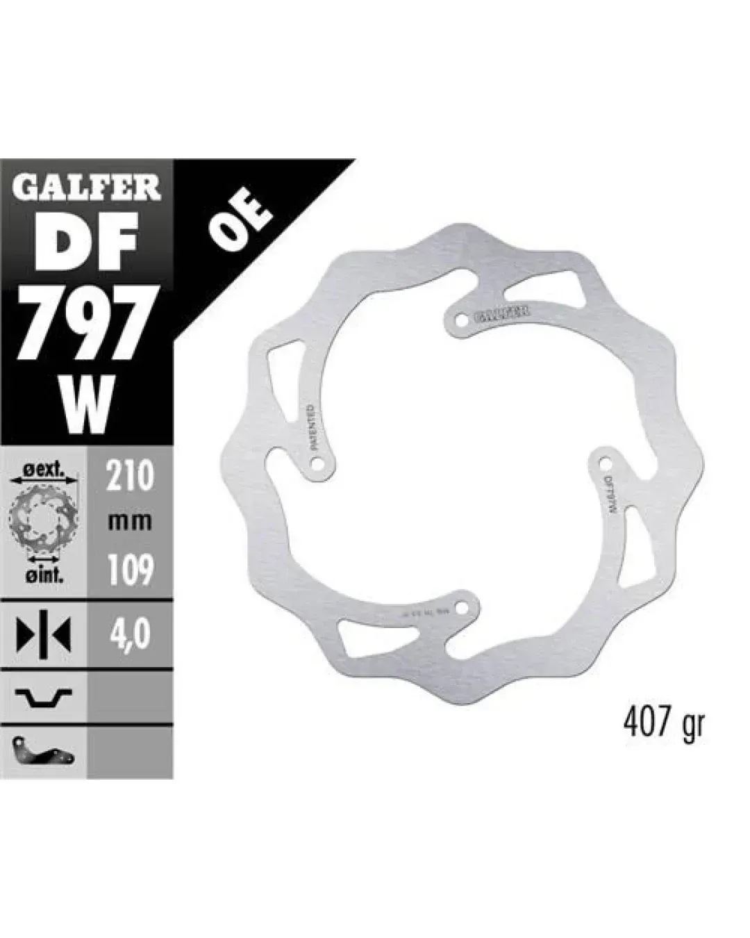 Заден спирачен диск Galfer WAVE FIXED 210x4mm DF797W
