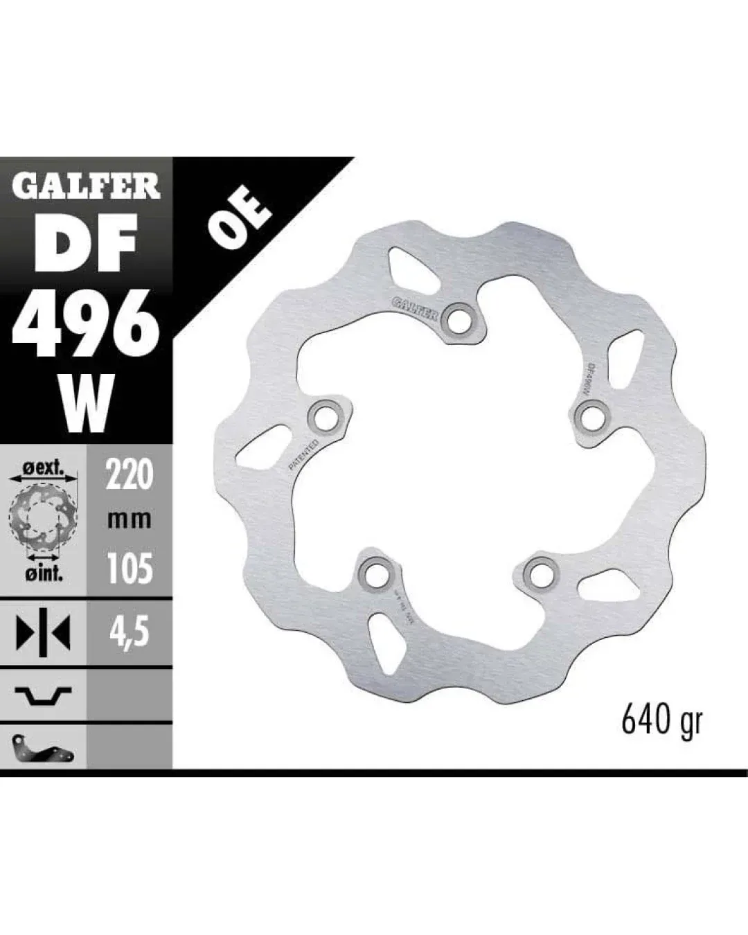 Заден спирачен диск Galfer WAVE FIXED 220x4,5mm DF496W