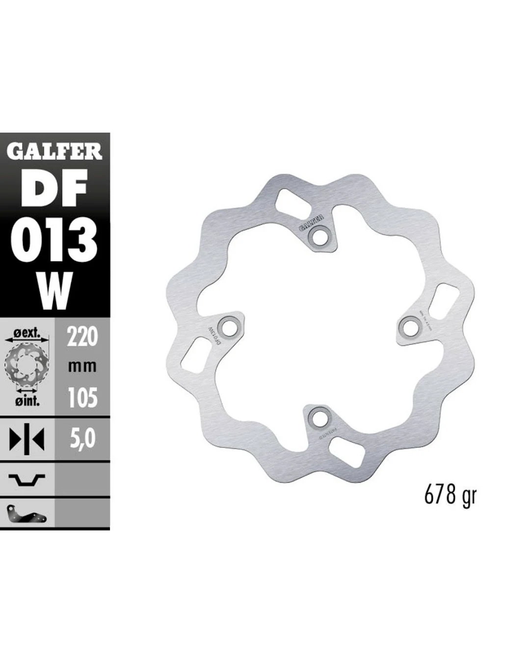 Заден спирачен диск Galfer WAVE FIXED 220x5mm DF013W