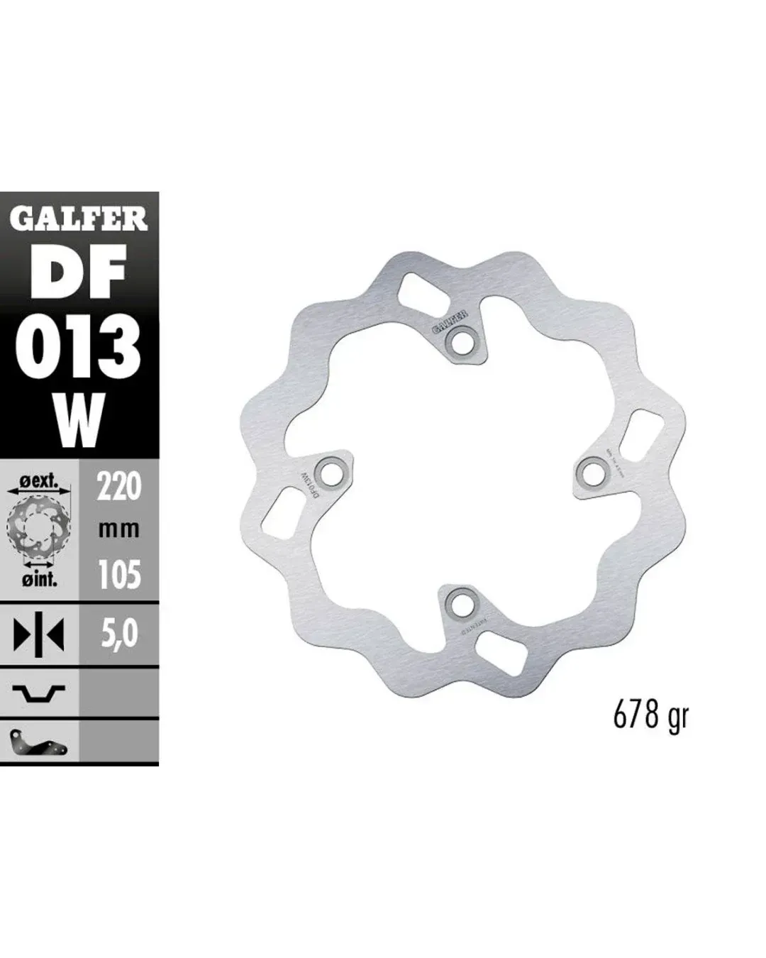 Заден спирачен диск Galfer WAVE FIXED 220x5mm DF013W