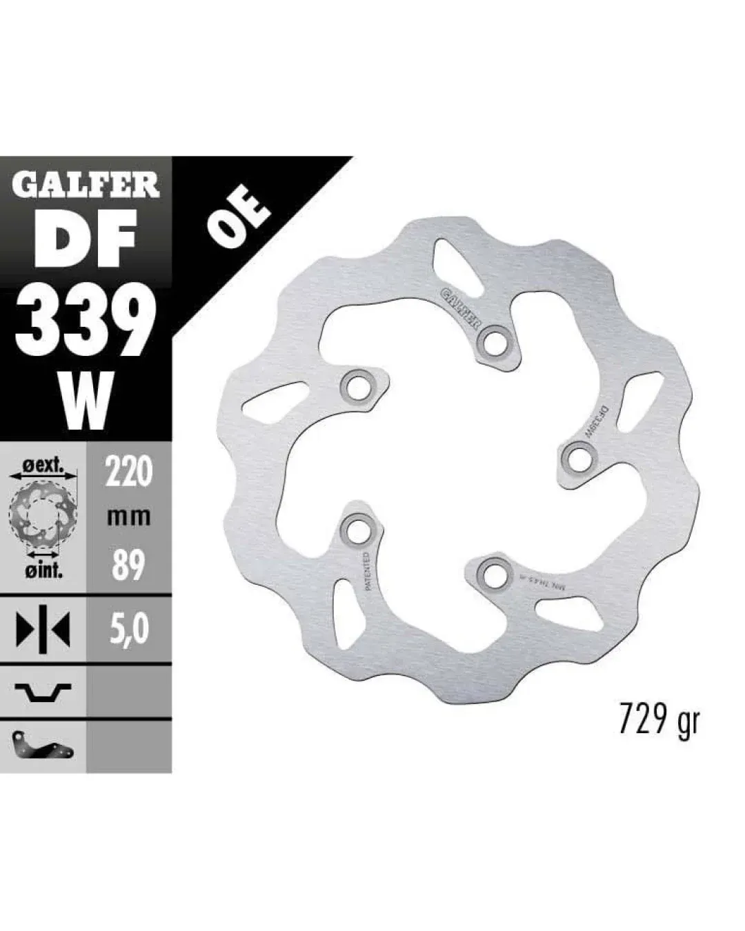 Заден спирачен диск Galfer WAVE FIXED 220x5mm DF339W