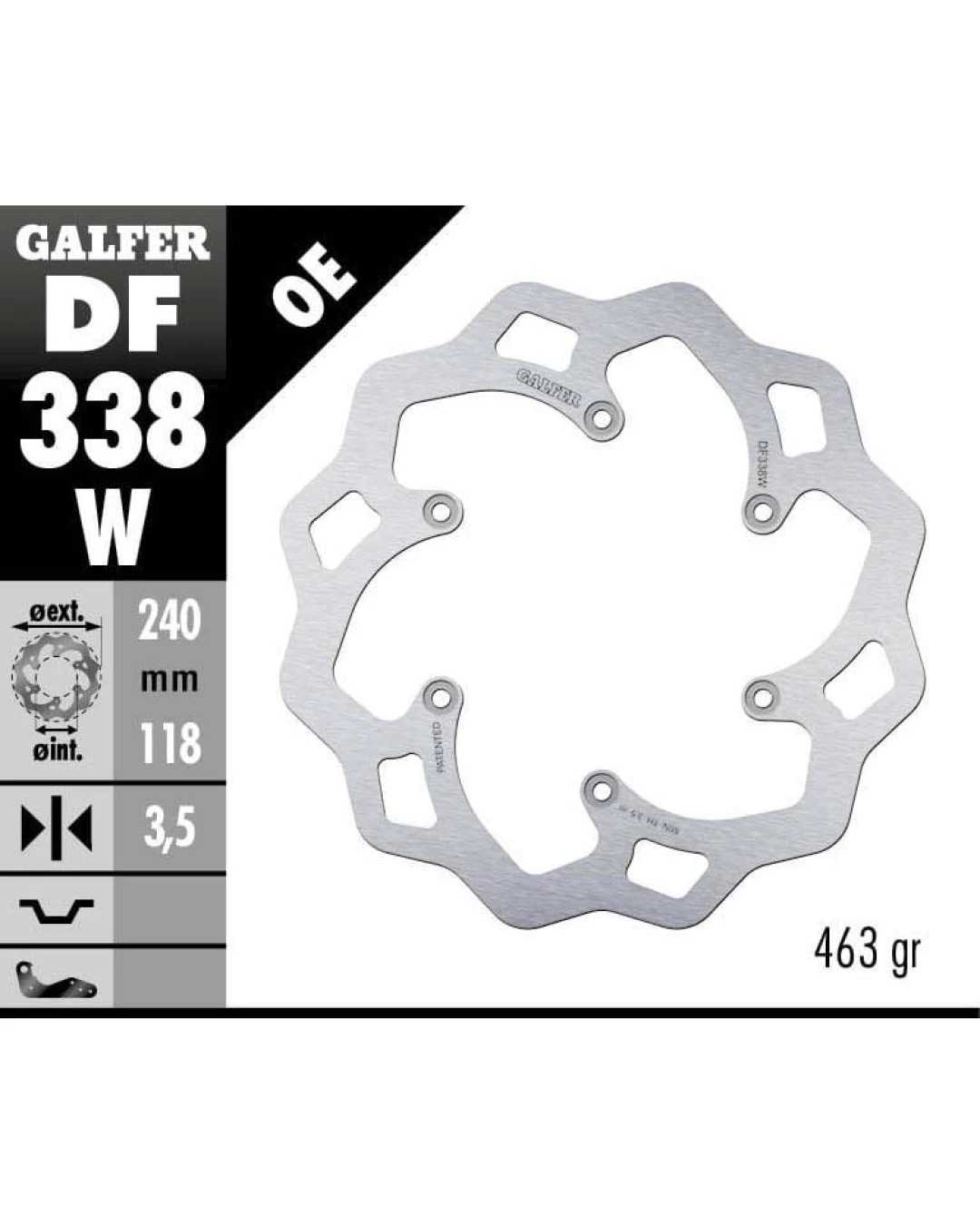 Заден спирачен диск Galfer WAVE FIXED 240x3.5mm DF338W