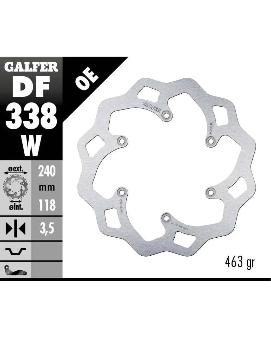 Заден спирачен диск Galfer WAVE FIXED 240x3.5mm DF338W