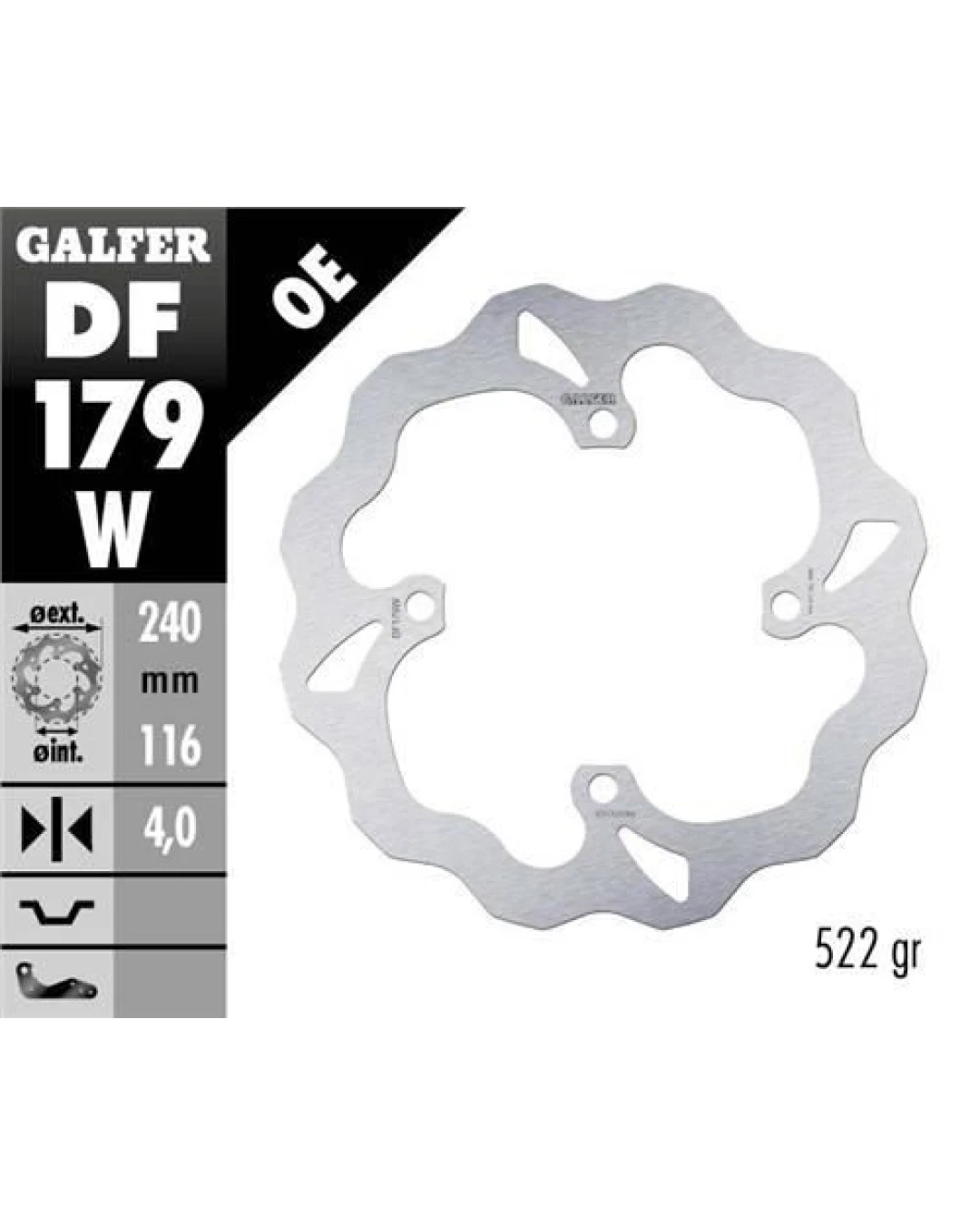 Заден спирачен диск Galfer WAVE FIXED 240x4mm DF179W