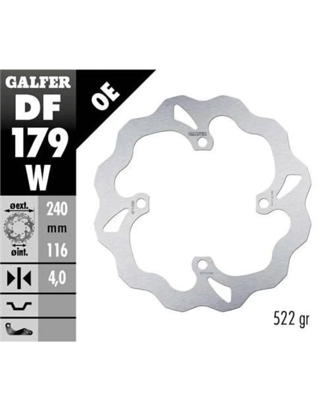 Заден спирачен диск Galfer WAVE FIXED 240x4mm DF179W