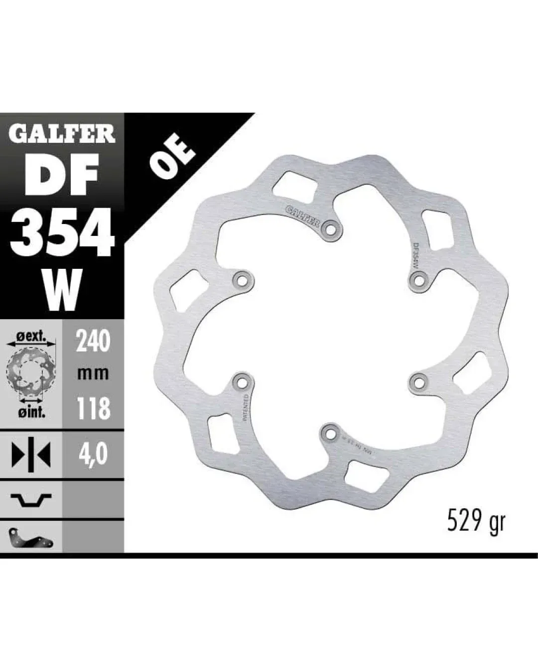 Заден спирачен диск Galfer WAVE FIXED 240x4mm DF354W