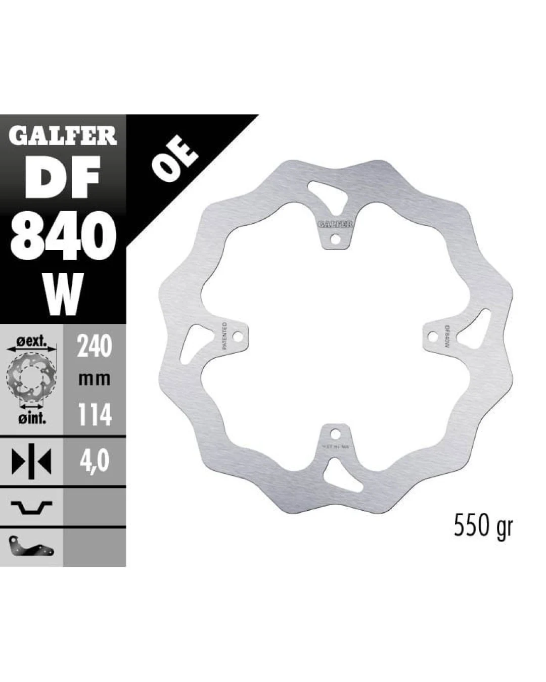 Заден спирачен диск Galfer WAVE FIXED 240x4mm DF840W