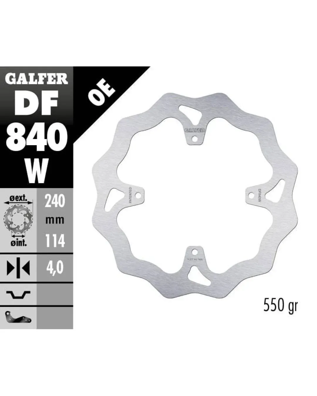 Заден спирачен диск Galfer WAVE FIXED 240x4mm DF840W