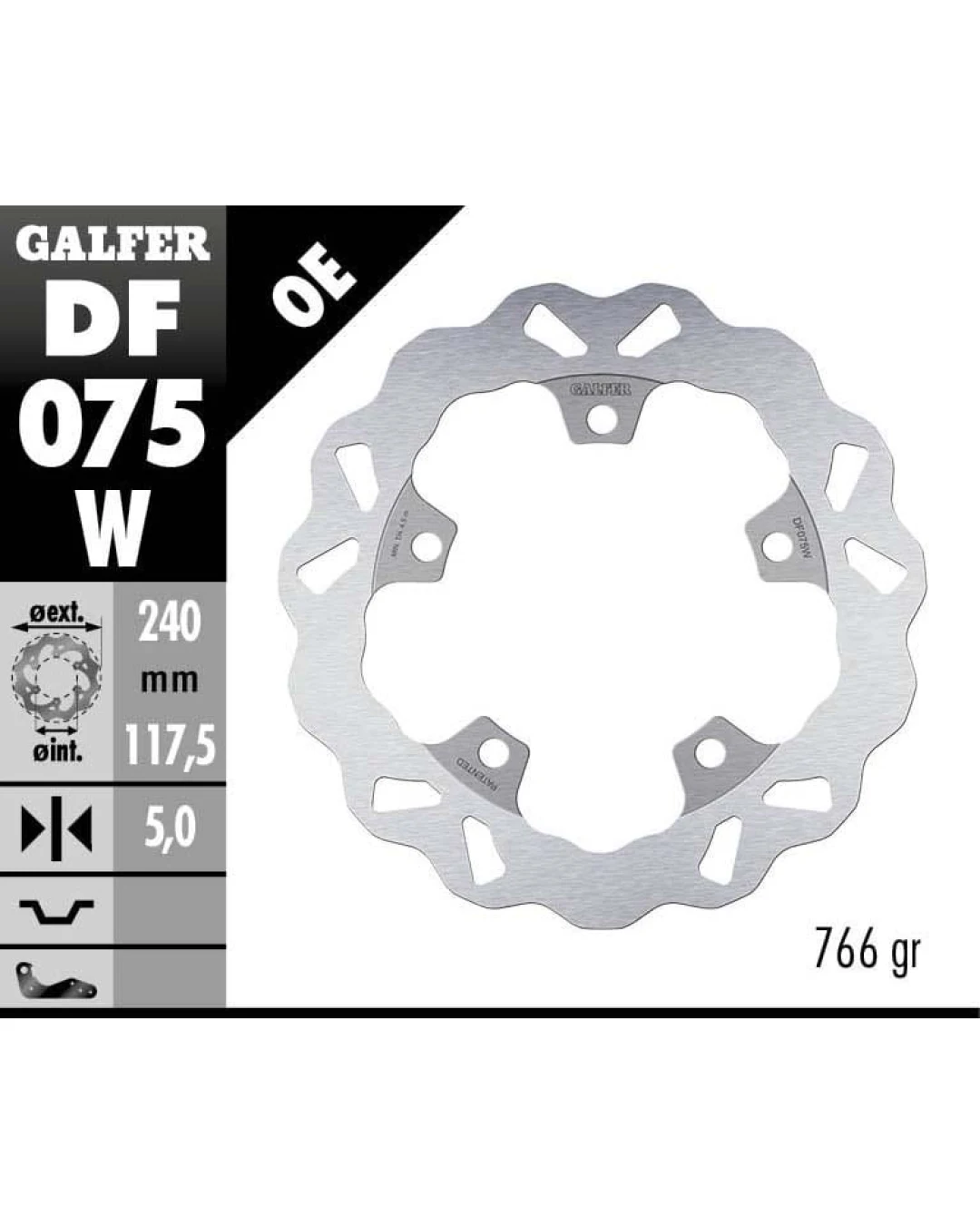 Заден спирачен диск Galfer WAVE FIXED 240x5mm DF075W
