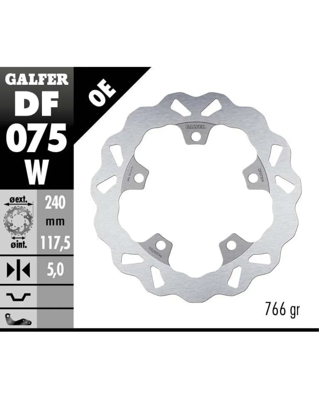 Заден спирачен диск Galfer WAVE FIXED 240x5mm DF075W