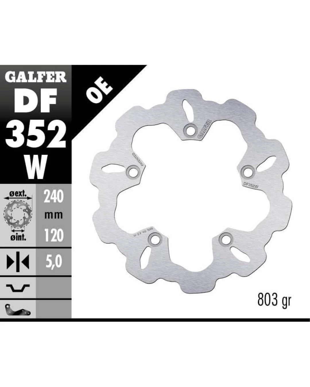 Заден спирачен диск Galfer WAVE FIXED 240x5mm DF352W