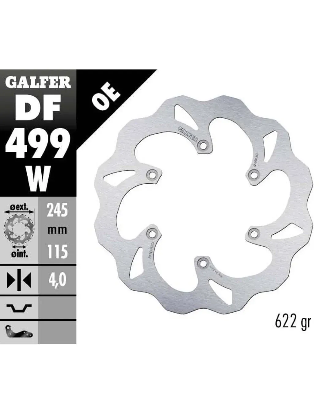 Заден спирачен диск Galfer WAVE FIXED 245X4MM DF499W