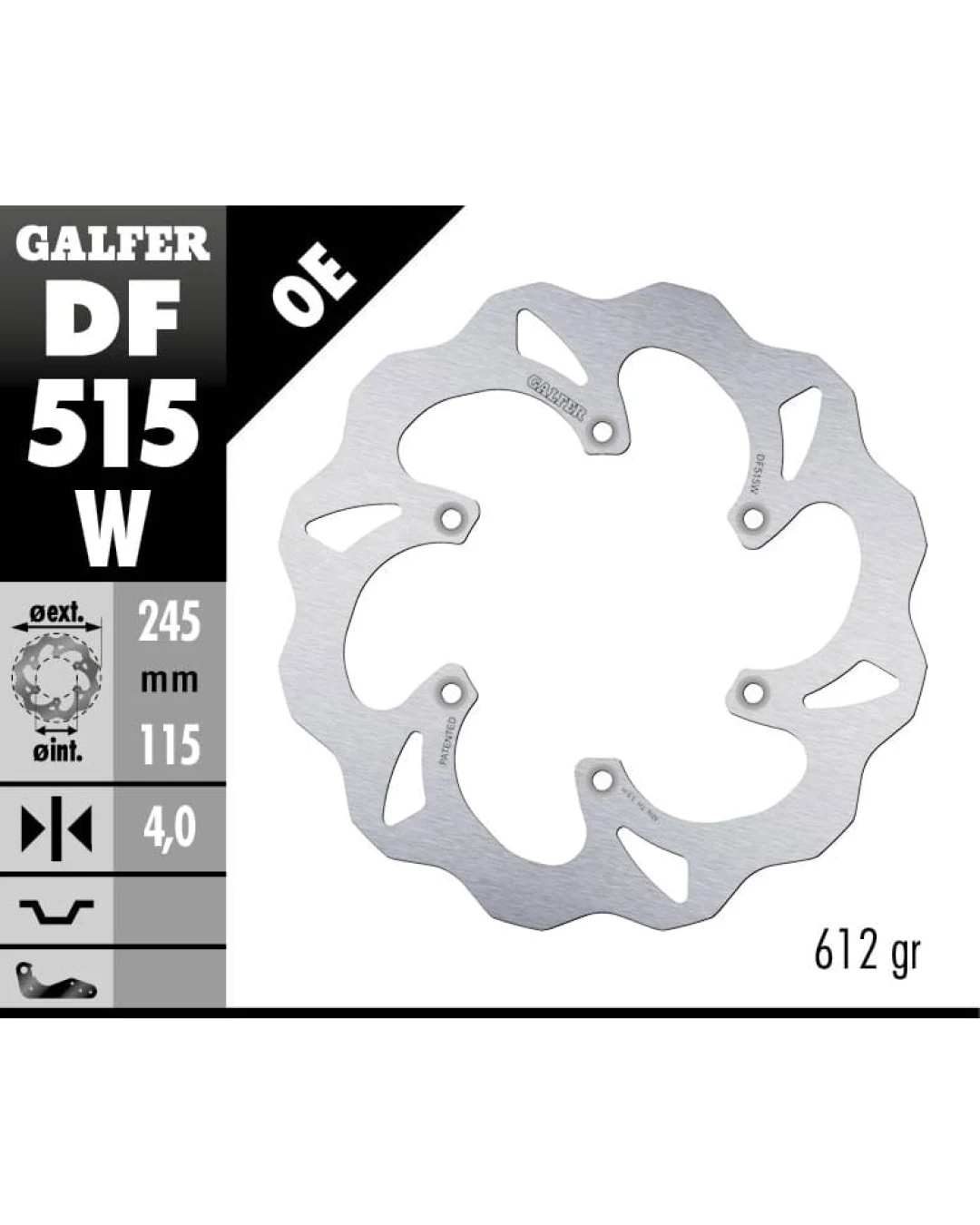 Заден спирачен диск Galfer WAVE FIXED 245x4mm DF515W