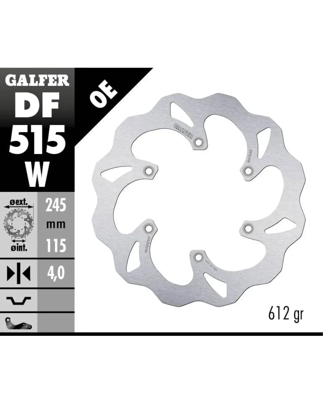 Заден спирачен диск Galfer WAVE FIXED 245x4mm DF515W
