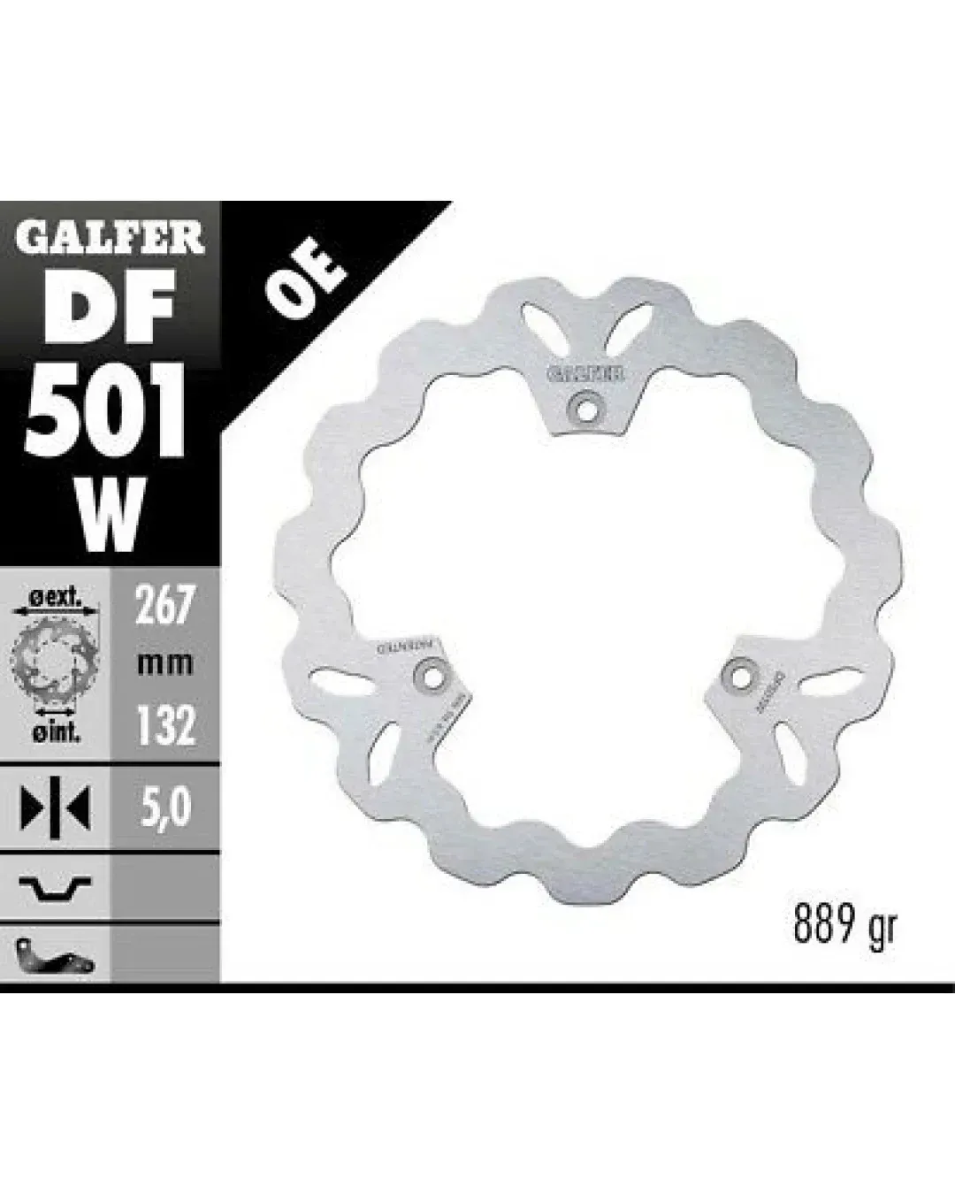 Заден спирачен диск Galfer WAVE FIXED 267x5mm DF501W