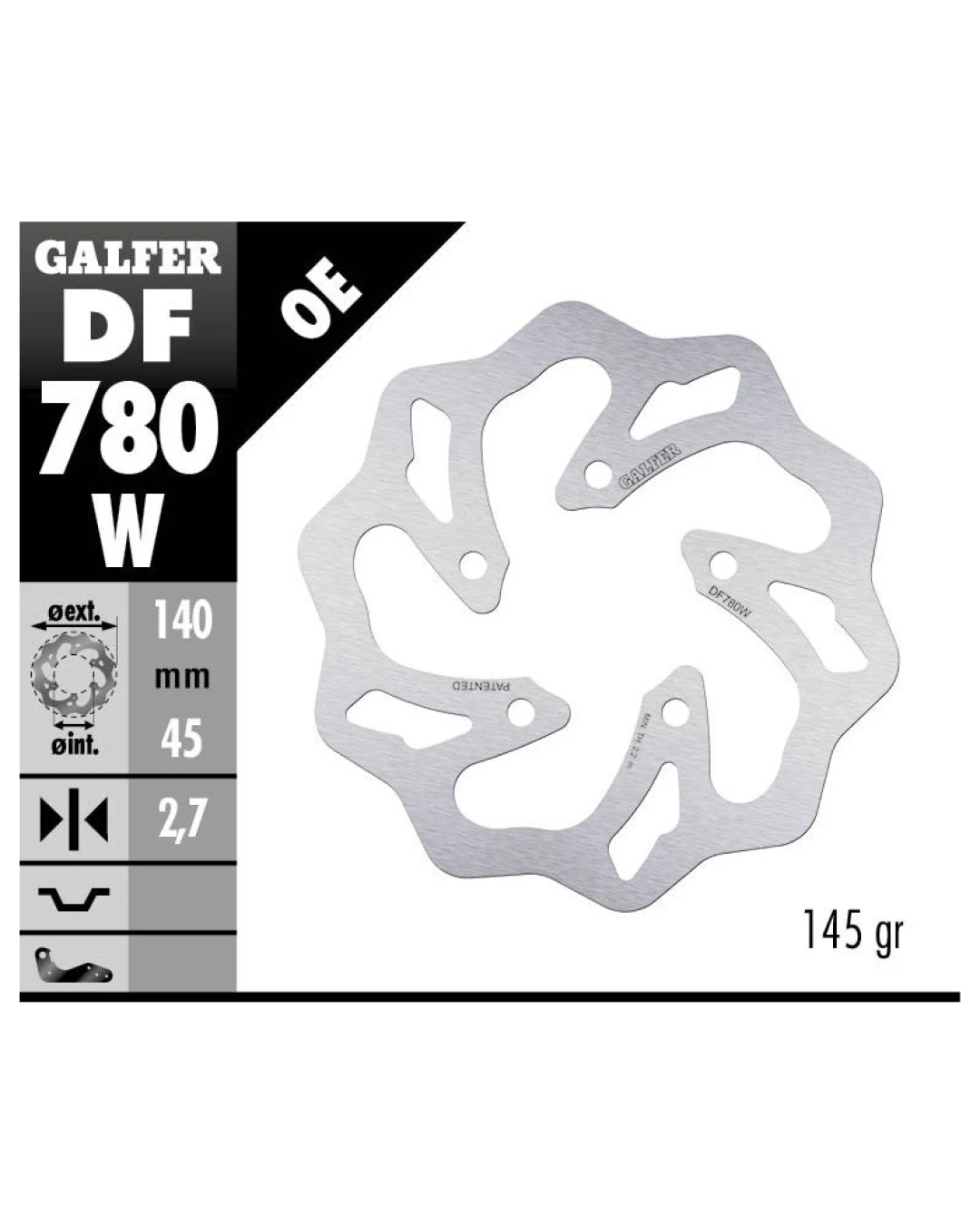 Заден спирачен диск Galfer WAVE FIXED  DISC WAVE FIXED 140x2,7mm DF780W