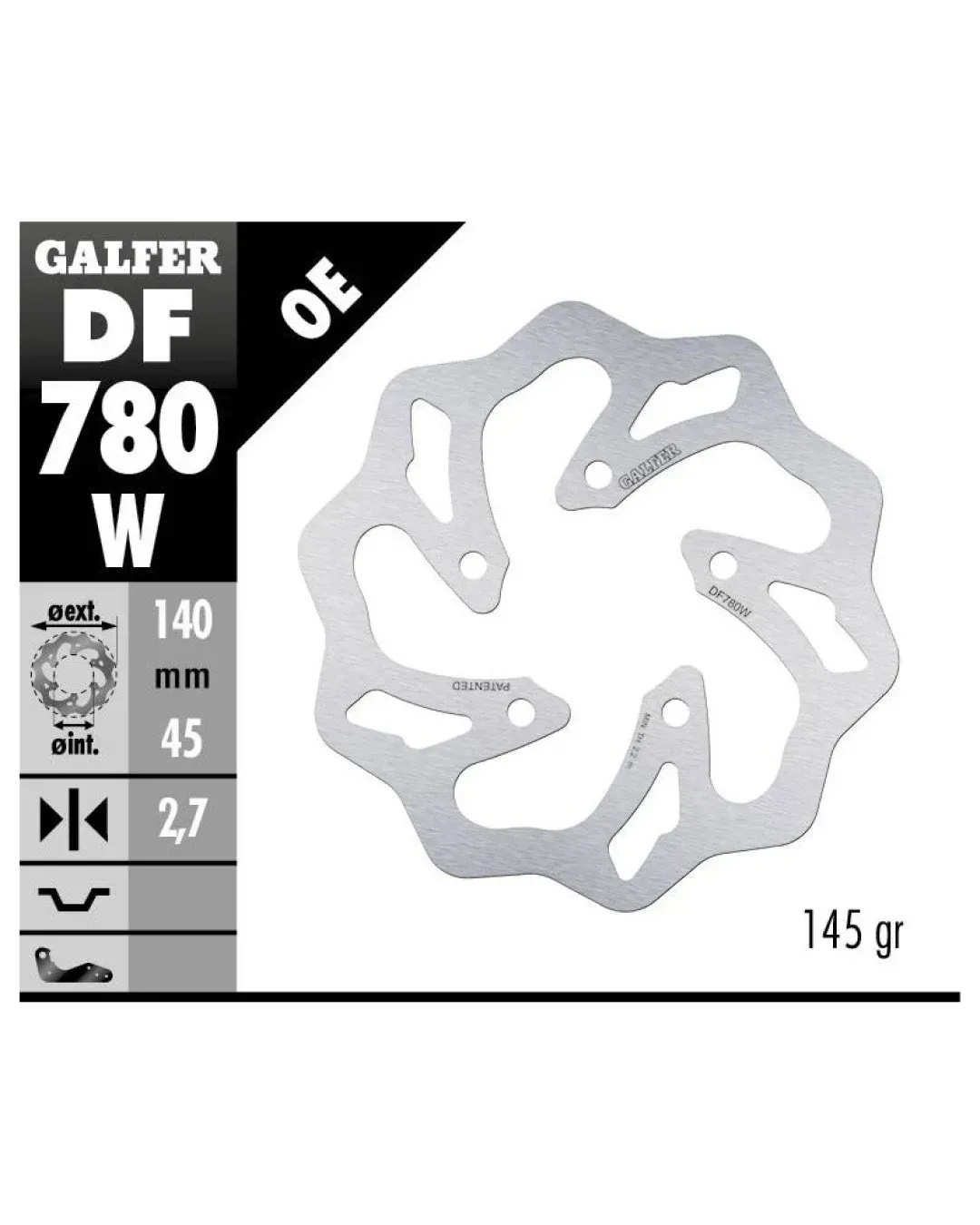 Заден спирачен диск Galfer WAVE FIXED  DISC WAVE FIXED 140x2,7mm DF780W
