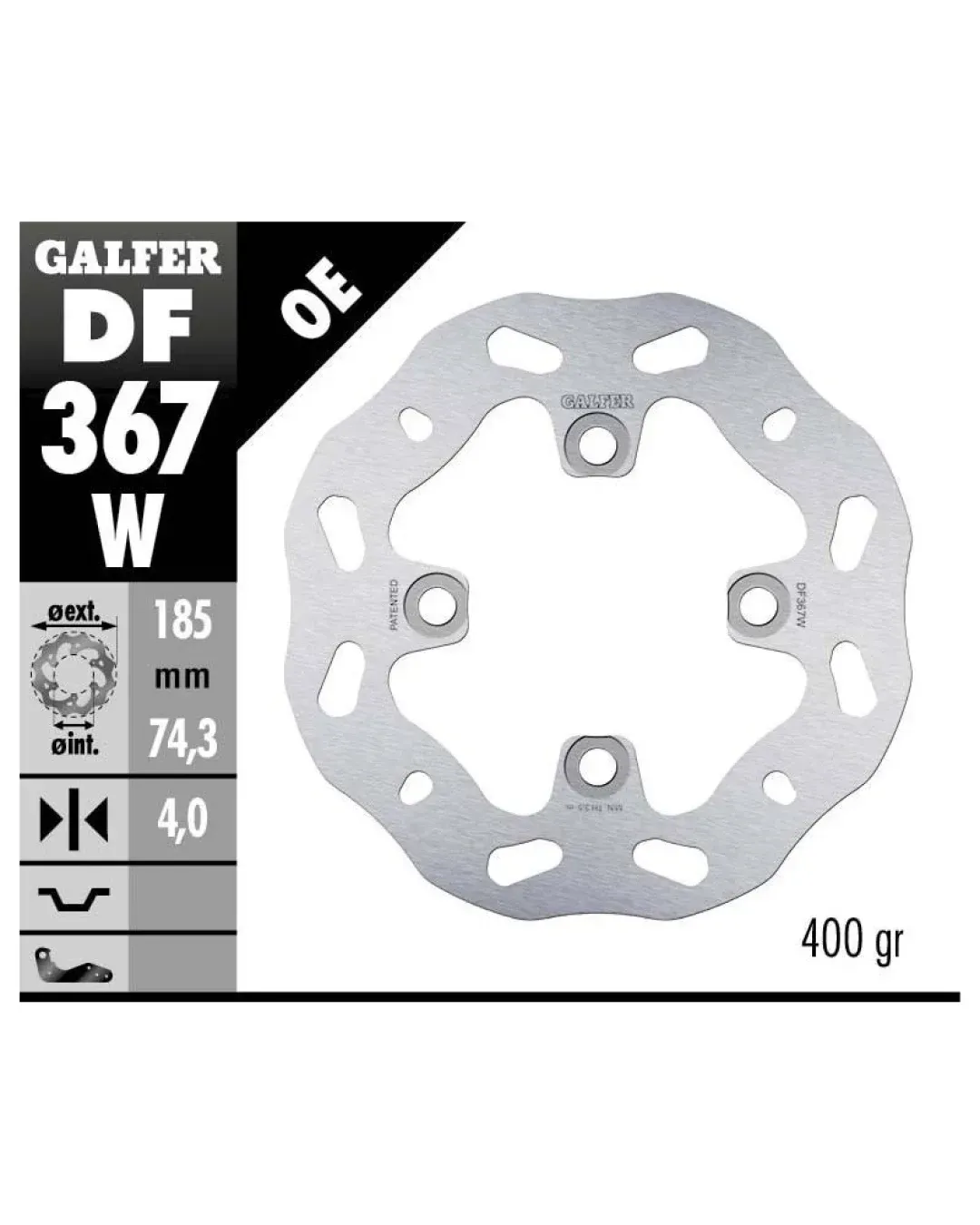 Заден спирачен диск Galfer WAVE FIXED  DISC WAVE FIXED 185x4mm DF367W