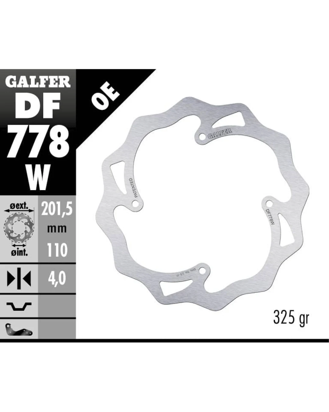 Заден спирачен диск Galfer WAVE FIXED  DISC WAVE FIXED 201,5x4mm DF778W