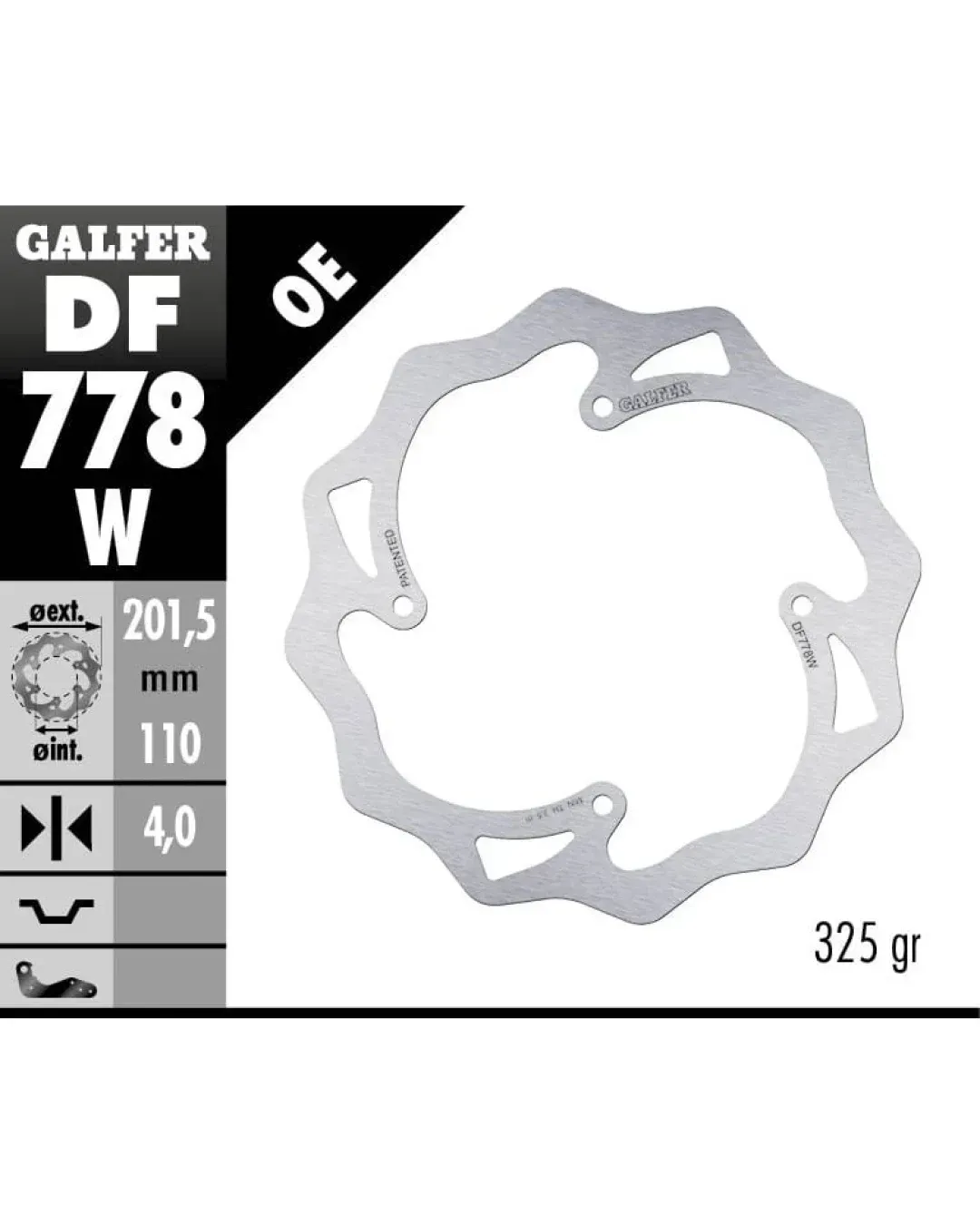 Заден спирачен диск Galfer WAVE FIXED  DISC WAVE FIXED 201,5x4mm DF778W