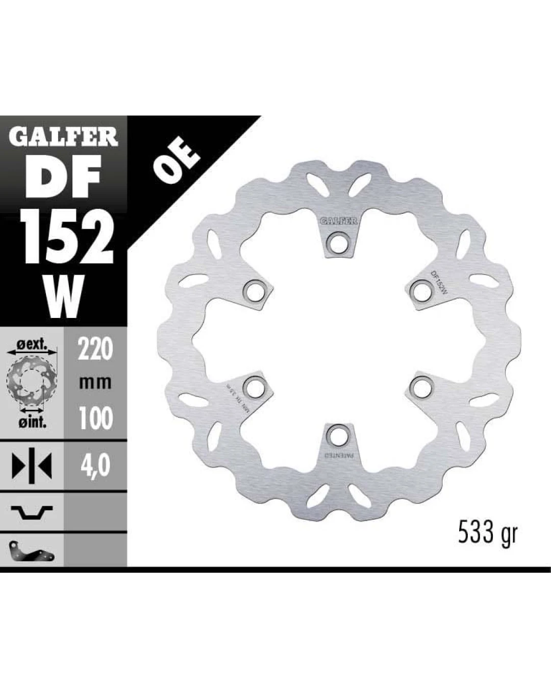 Заден спирачен диск Galfer WAVE FIXED  DISC WAVE FIXED 220x4mm DF152W