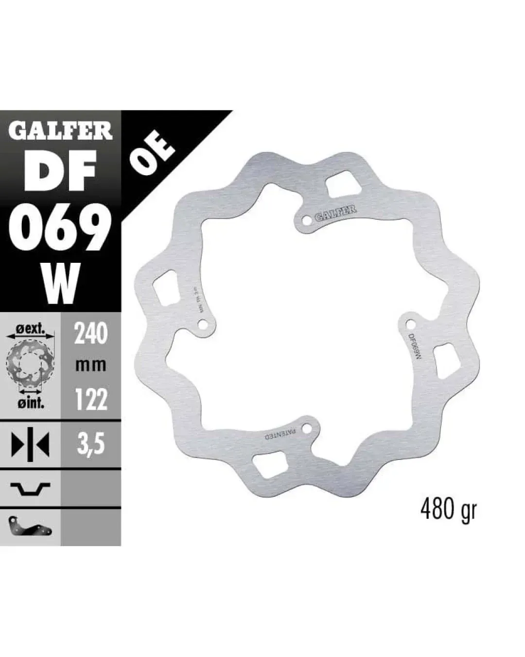 Заден спирачен диск Galfer WAVE FIXED  DISC WAVE FIXED 240x3,5mm DF069W