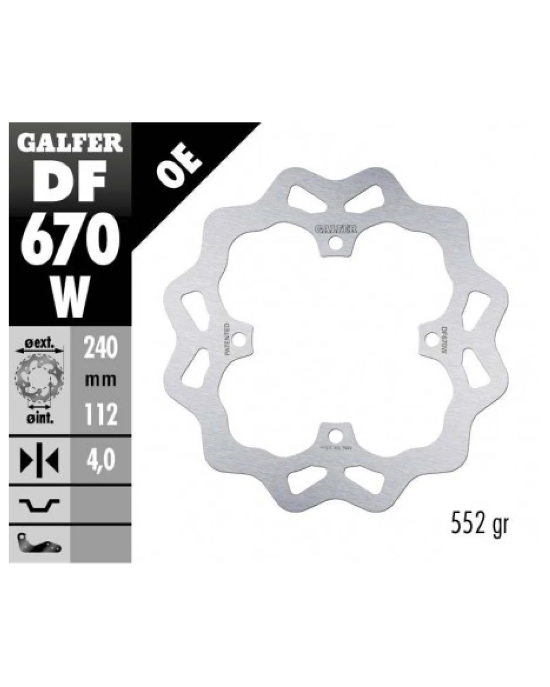 Заден спирачен диск Galfer WAVE FIXED  DISC WAVE FIXED 240x4mm DF670W