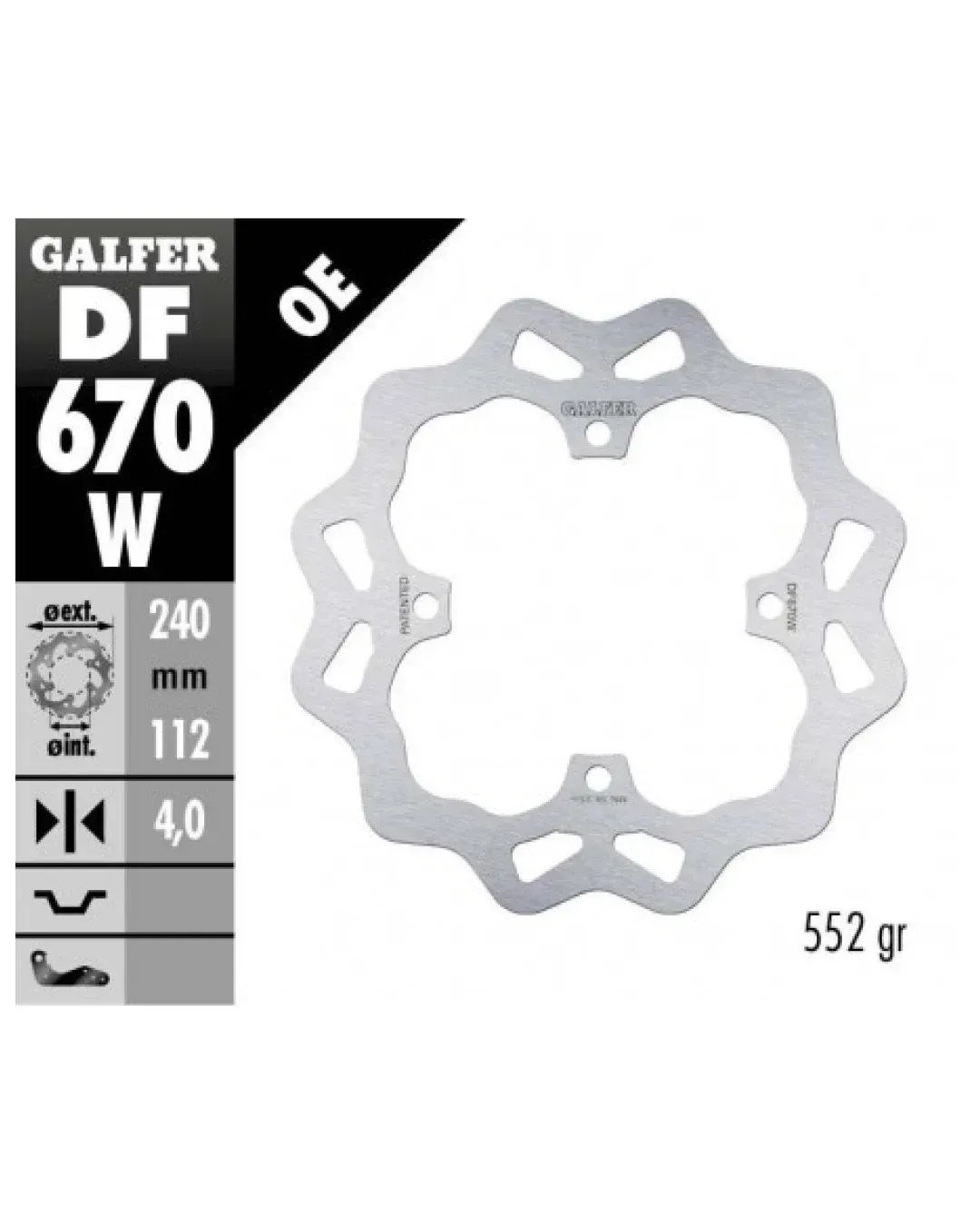 Заден спирачен диск Galfer WAVE FIXED DISC WAVE FIXED 240x4mm DF670W
