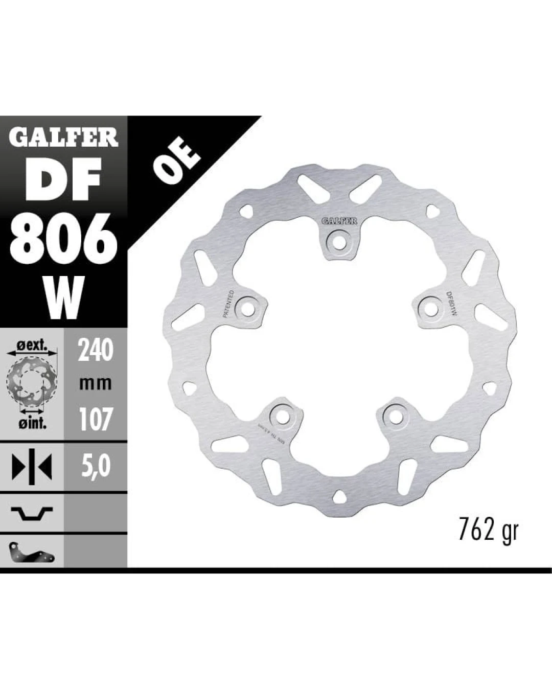 Заден спирачен диск Galfer WAVE FIXED  DISC WAVE FIXED 240x5mm DF806W