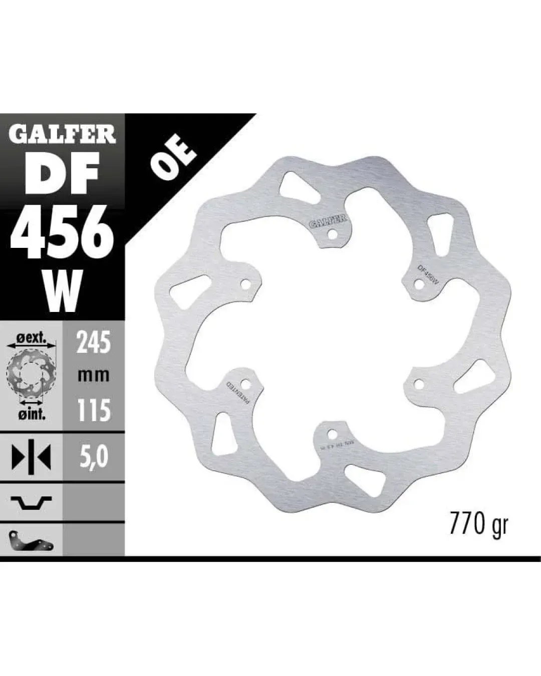 Заден спирачен диск Galfer WAVE FIXED  DISC WAVE FIXED 245x5mm DF456W