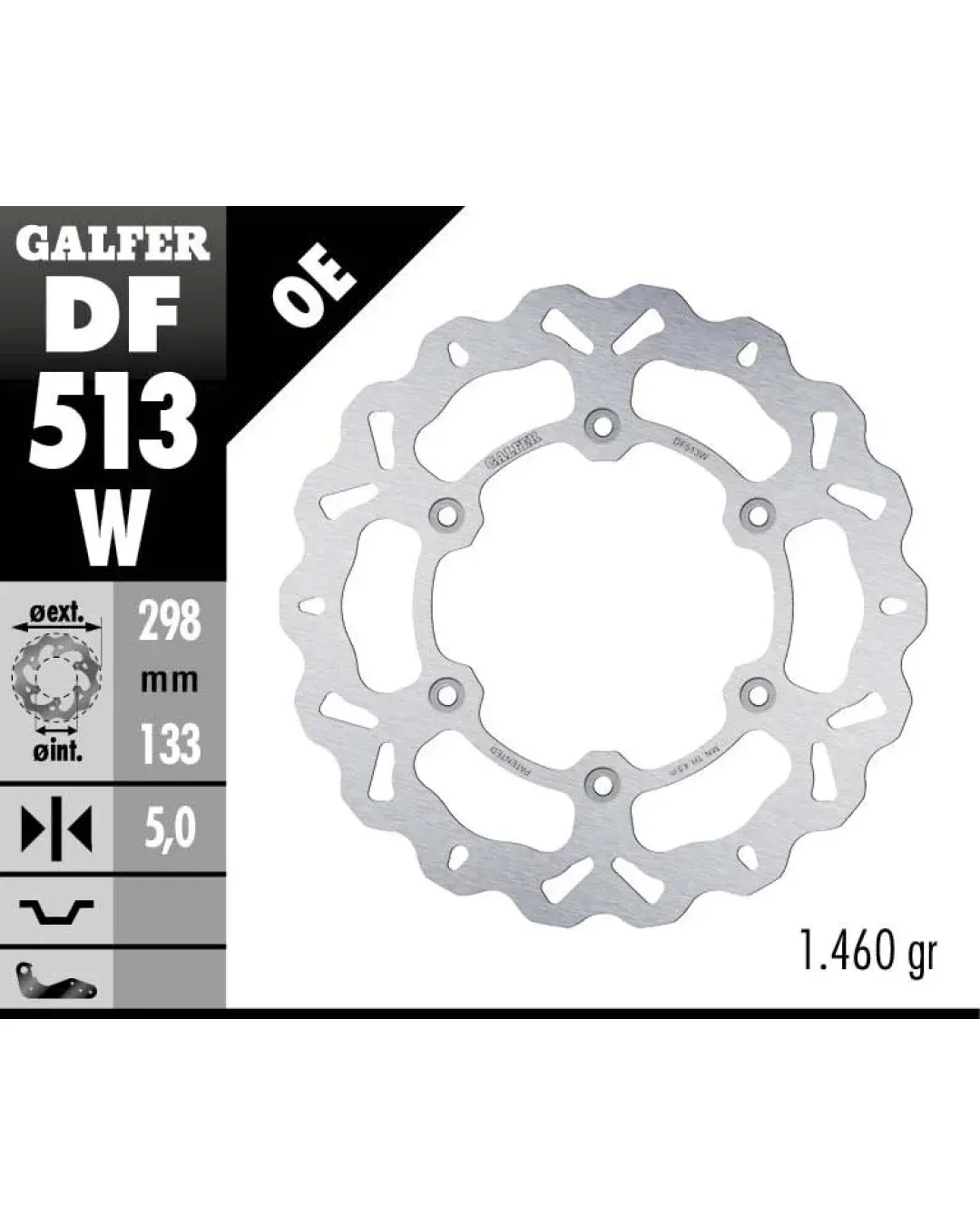 Заден спирачен диск Galfer WAVE FIXED  DISC WAVE FIXED 298x5mm DF513W