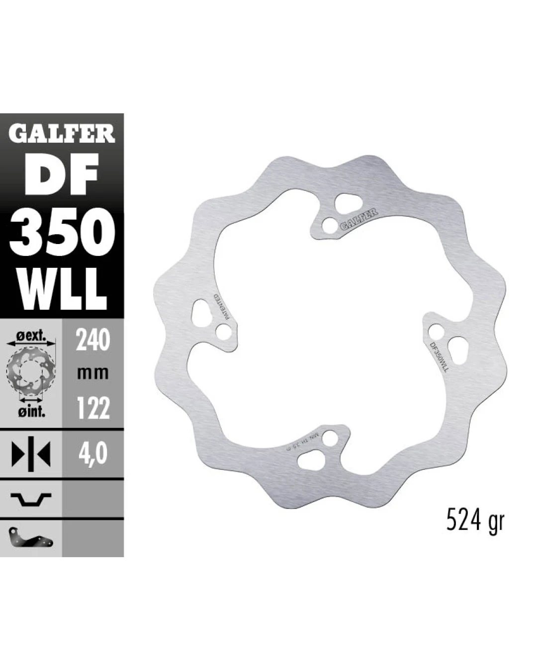 Заден спирачен диск Galfer WAVE FIXED SOLID 240x4mm DF350WLL