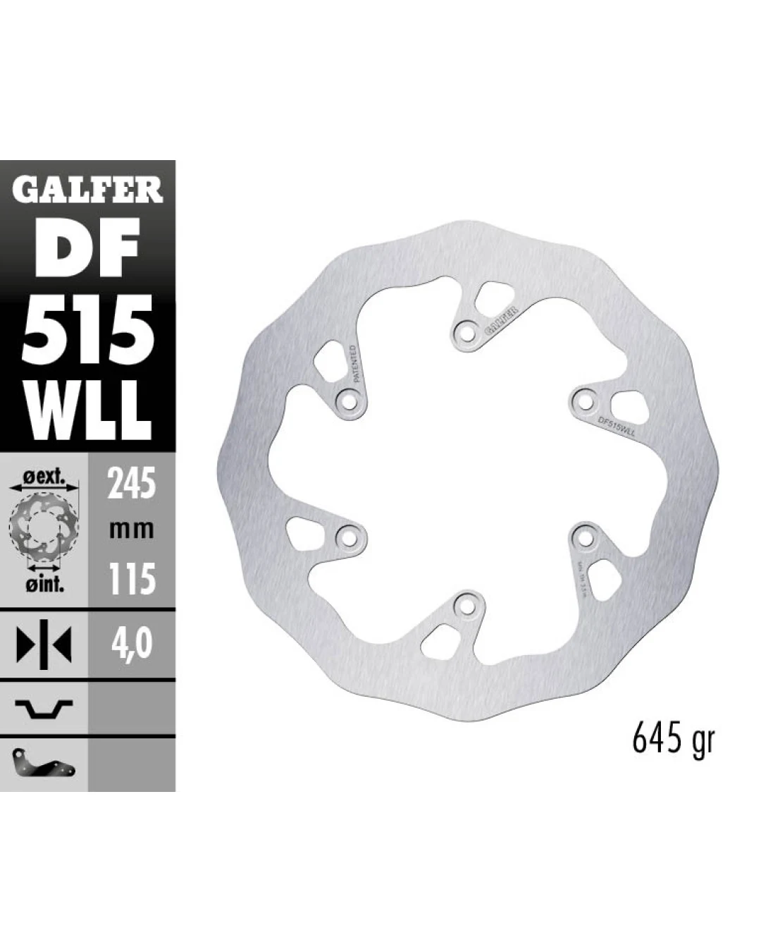 Заден спирачен диск Galfer WAVE FIXED SOLID 245X5MM DF515WLL