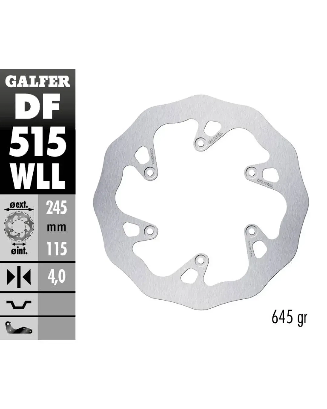 Заден спирачен диск Galfer WAVE FIXED SOLID 245X5MM DF515WLL