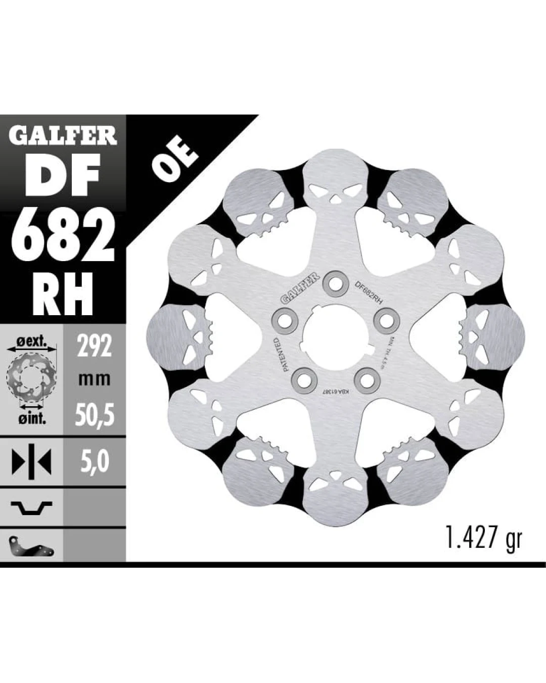 Заден спирачен диск Galfer WAVE SKULL DESIGN FIXED 292x5mm DF682RH