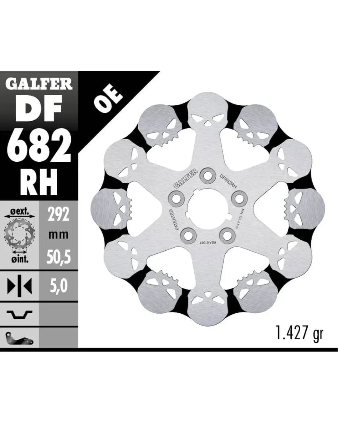 Заден спирачен диск Galfer WAVE SKULL DESIGN FIXED 292x5mm DF682RH