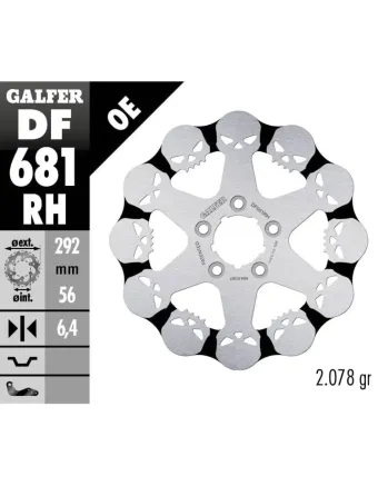 Заден спирачен диск Galfer WAVE SKULL DESIGN FIXED 292x6.4mm DF681RH
