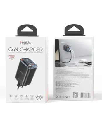 Зарядно устройство Yesido YC100 GaN 67W (USB-C / USB-A)