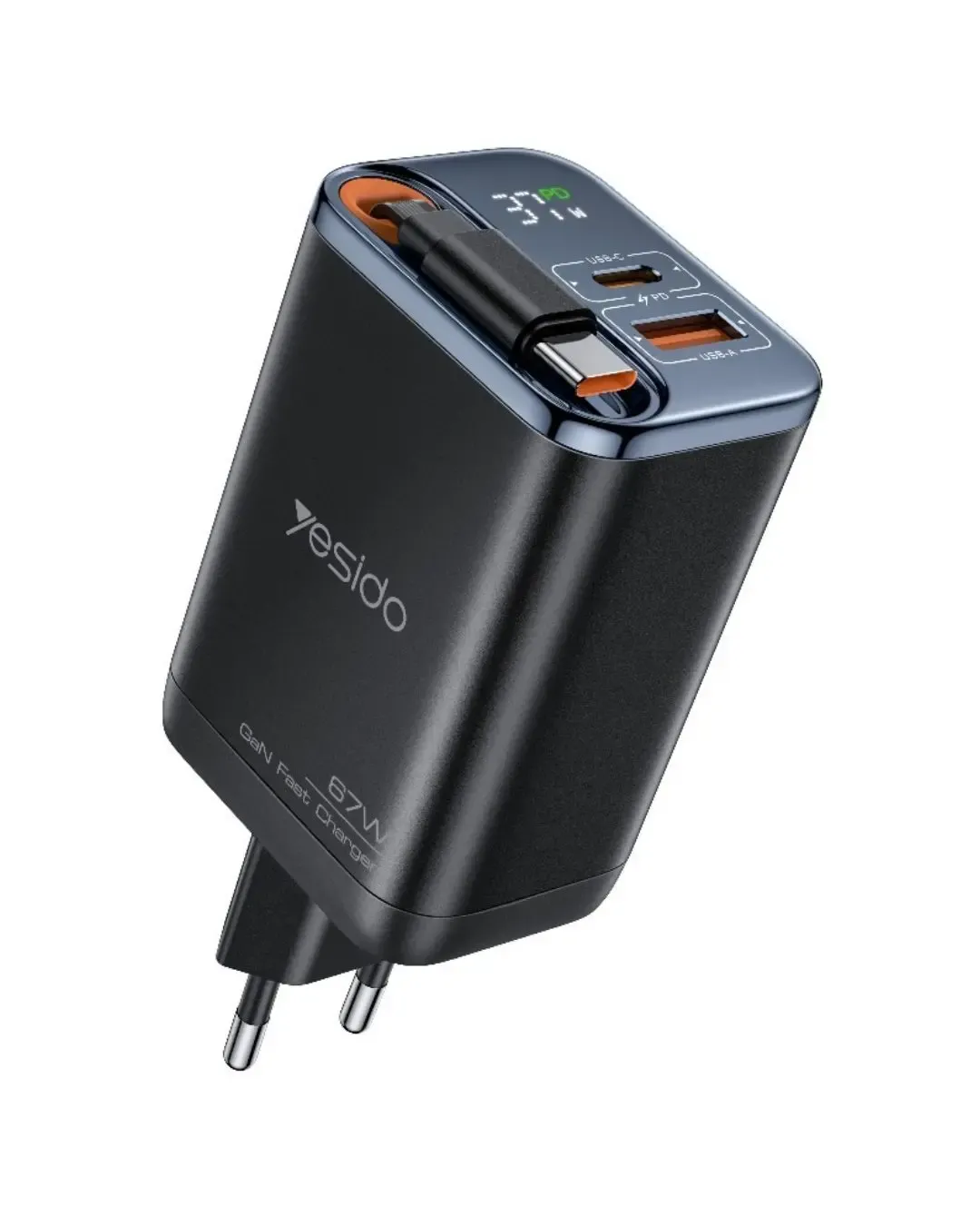 Зарядно устройство Yesido YC100 GaN 67W (USB-C / USB-A)