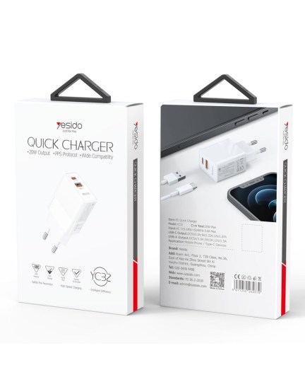 Зарядно устройство Yesido YC32 20W с два порта (USB-C и USB-A)