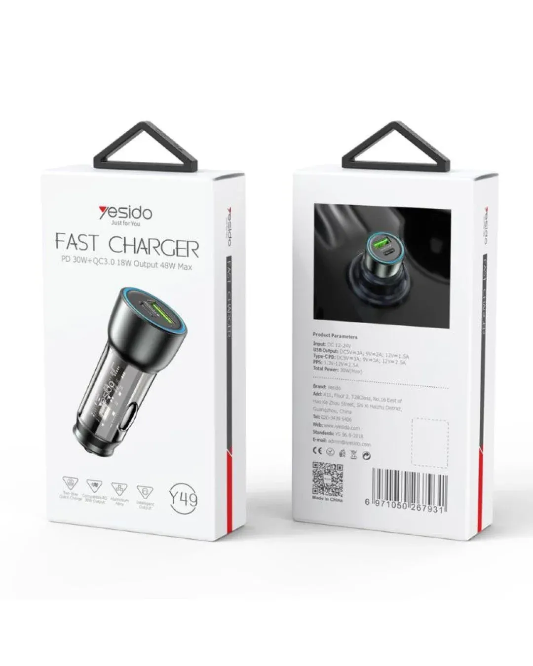 Зарядно устройство за кола YESIDO Y49 30W (USB-C & USB-A)