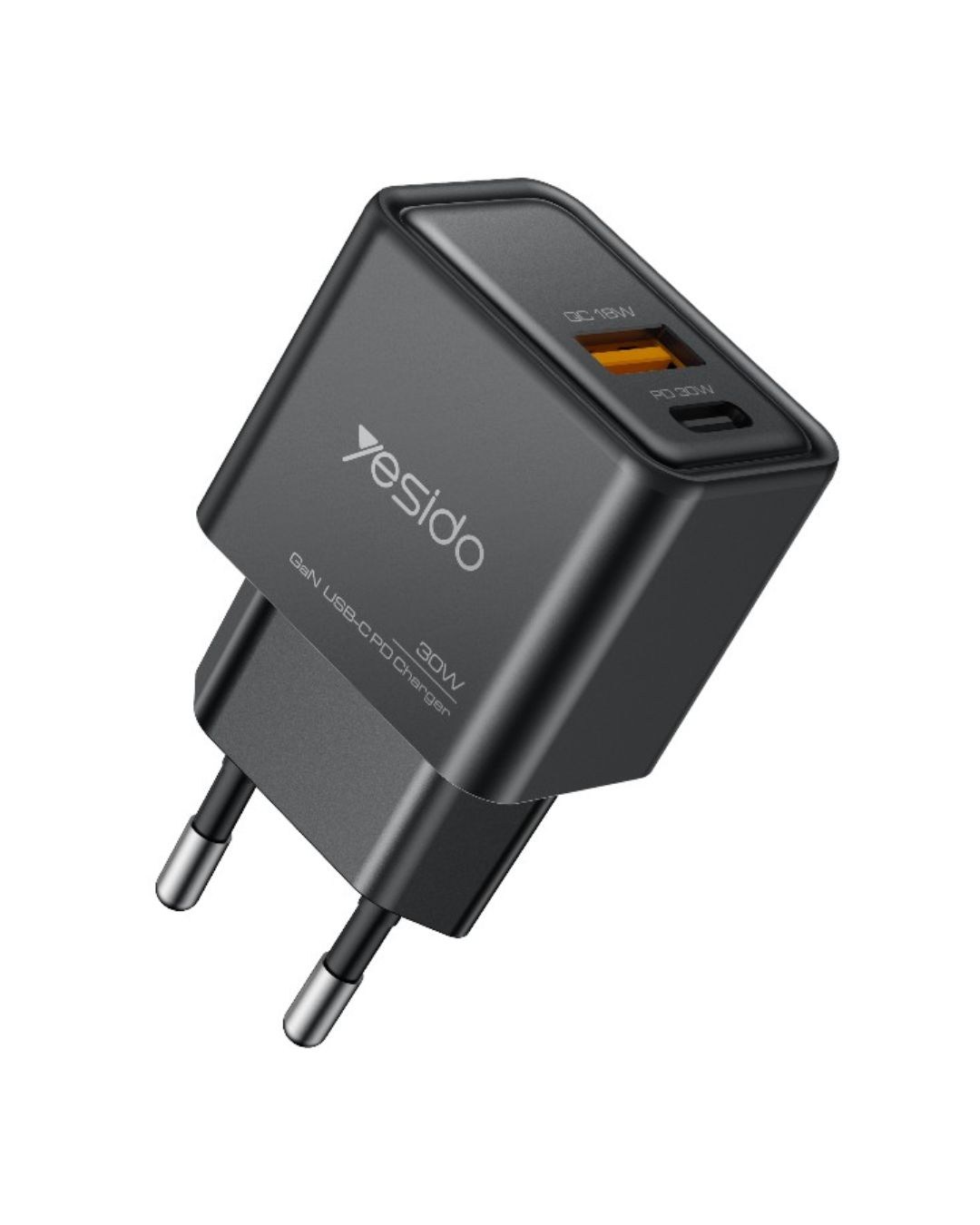 Зарядно устройство за контакт GaN Yesido YC64 30W (USB-C и USB-A) Черно