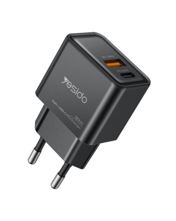 Зарядно устройство за контакт GaN Yesido YC64 30W (USB-C и USB-A) Черно