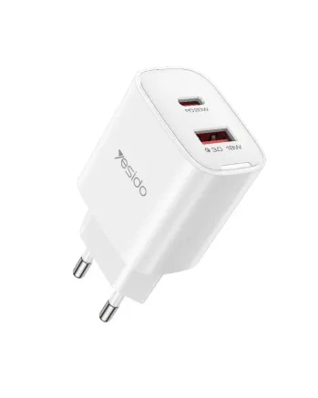 Зарядно устройство за контакт Yesido YC02E 20W (1xUSB-C, 1xUSB-A)
