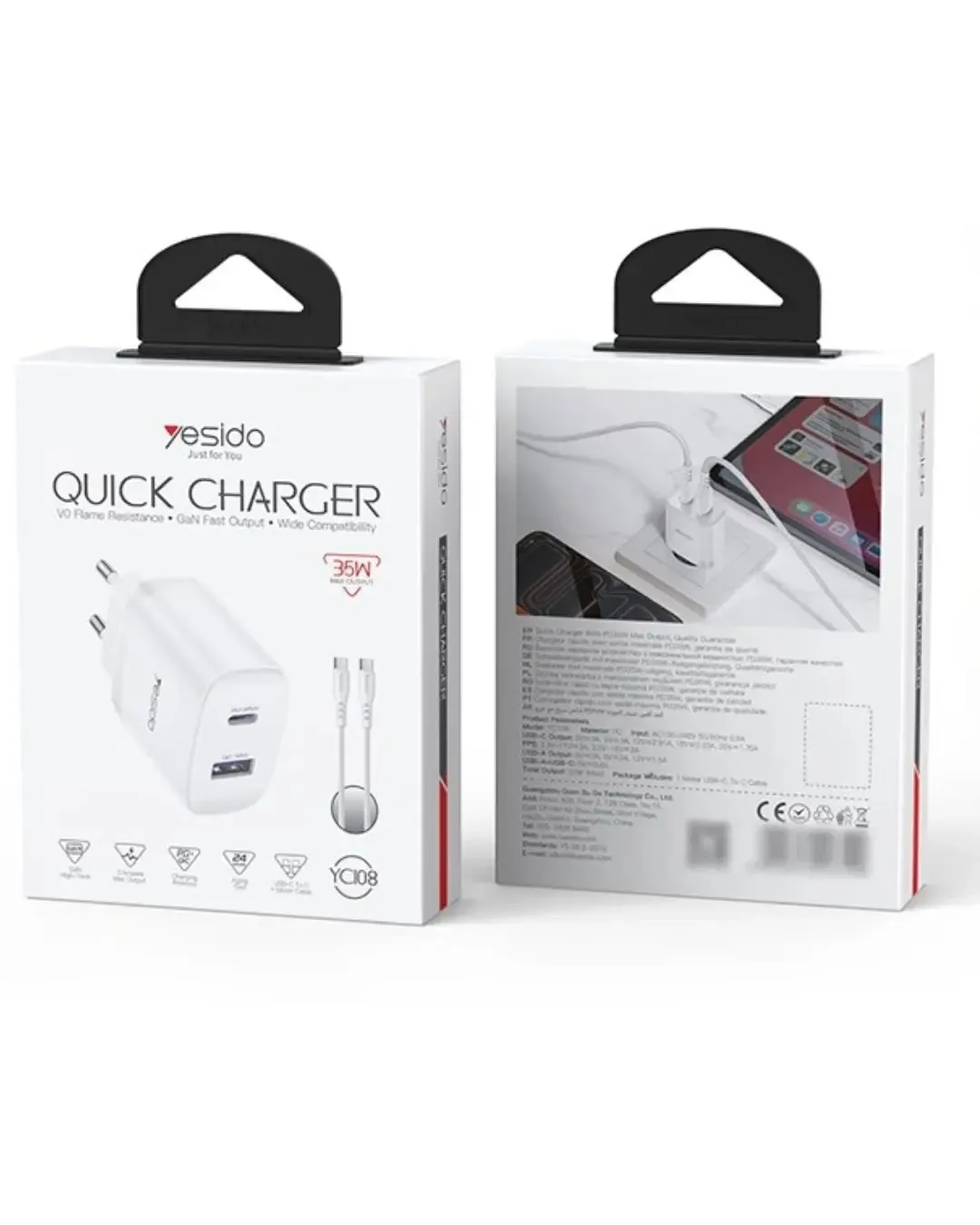 Зарядно устройство за контакт YESIDO YC108 35W с USB-A и USB-C