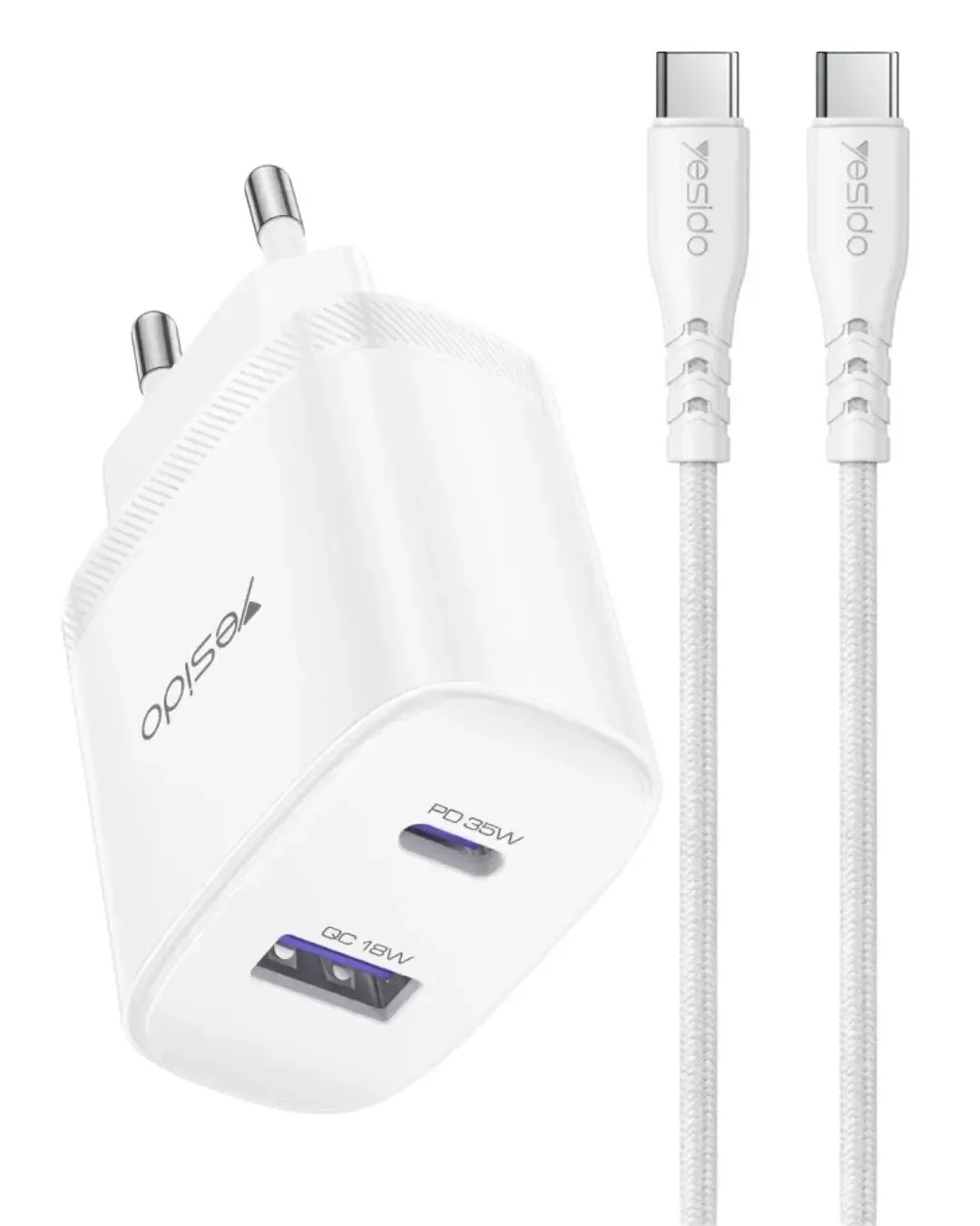 Зарядно устройство за контакт YESIDO YC108 35W с USB-A и USB-C
