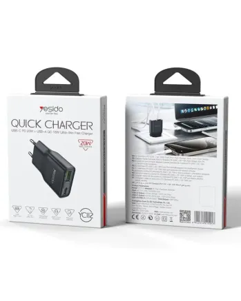 Зарядно устройство за контакт YESIDO YC112 20W (USB-C 20W и USB-A 18W)