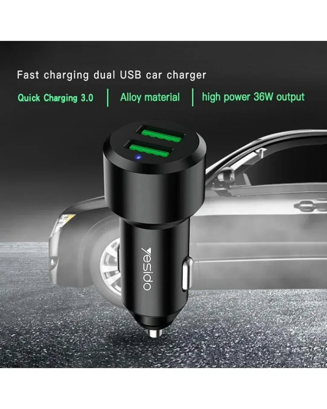 Зарядно за Кола 2 x USB Yesido Y26