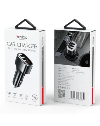 Зарядно за кола Yesido Y46 18W (3x USB-A, 12V-24V)